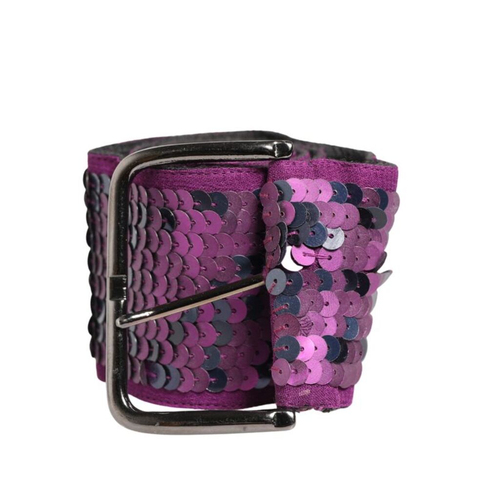 GF Ferre Women Purple Sequined Silver Metal Buckle Women's Belt